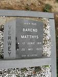 VERWEY Barend Matthys 1891-1929