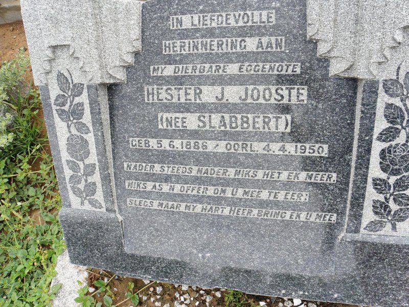 JOOSTE Hester nee SLABBERT 1886-1950