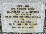 BOTHMA P.J. 1873-1955 & Elizabeth J.C. WEYERS 1874-1949