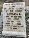 RENSBURG Carolina E., van nee BRITS 1921-1952