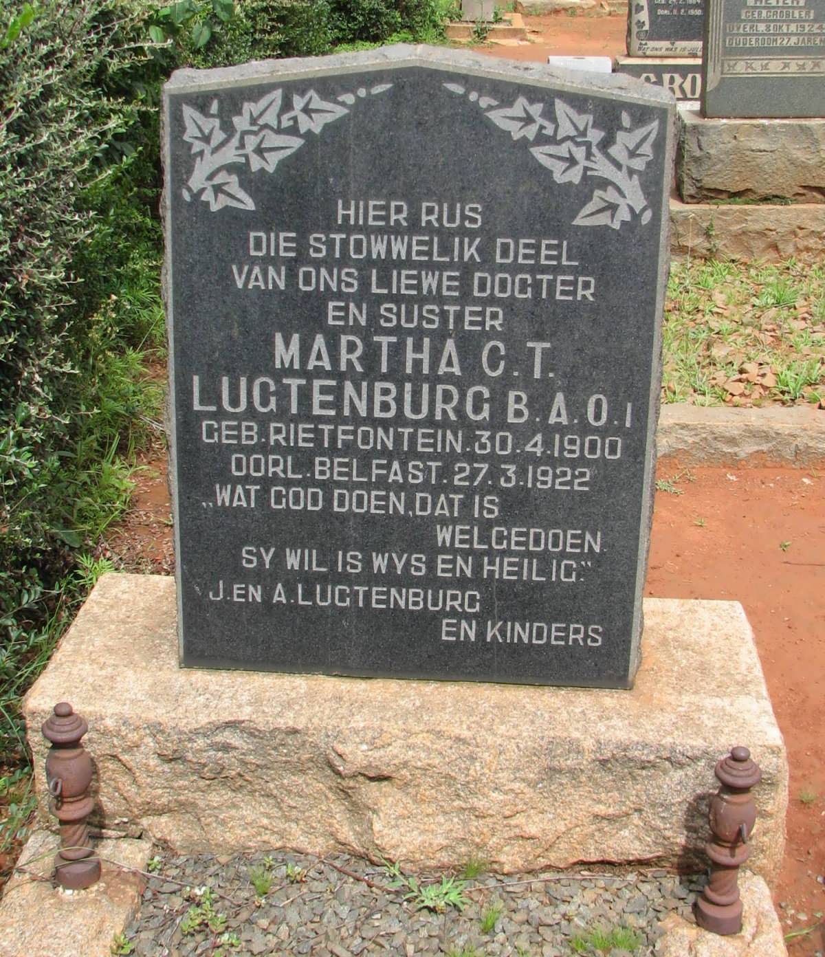 LUGTENBURG Martha C.T. 1900-1922
