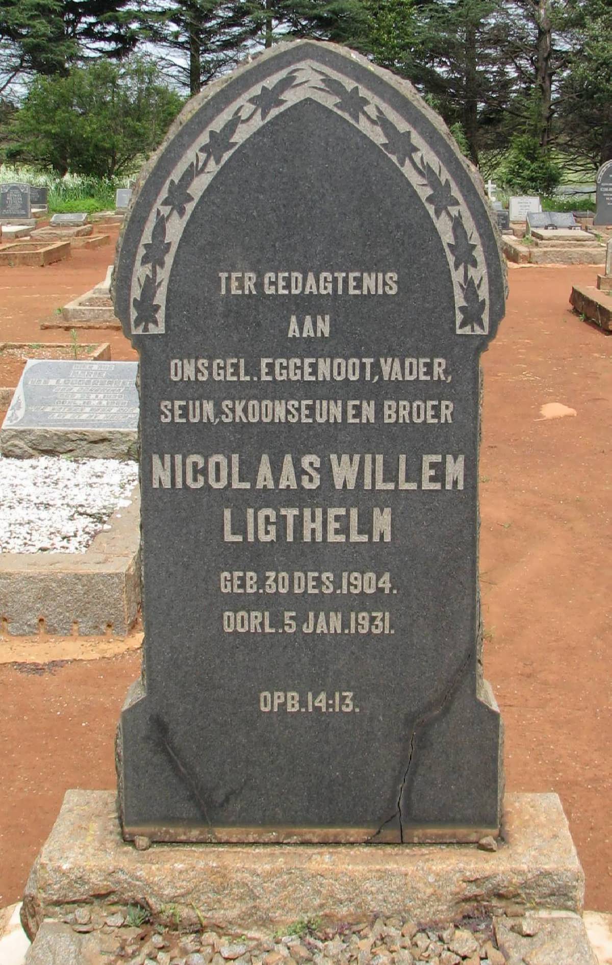 LIGTHELM Nicolaas Willem 1904-1931