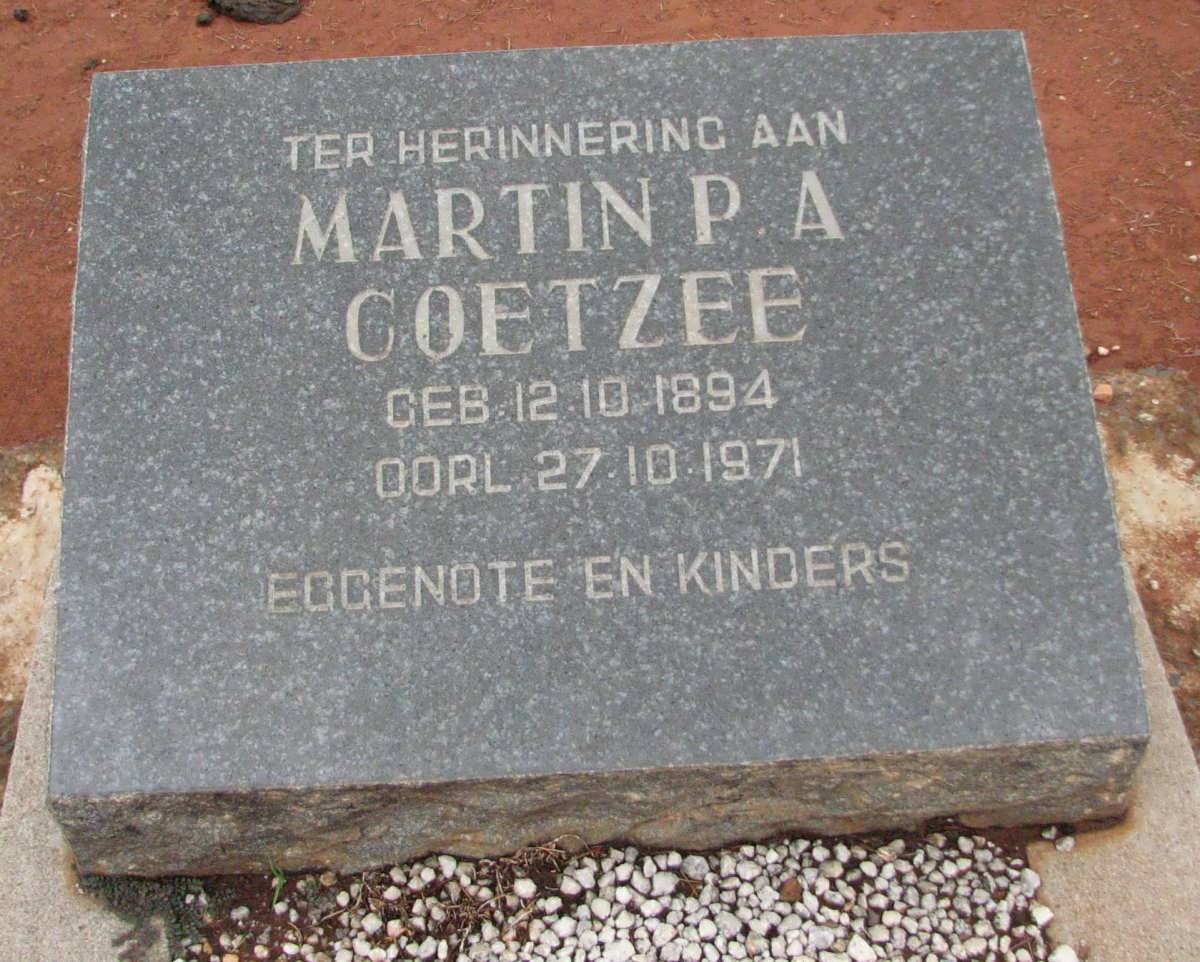 COETZEE Martin P.A. 1894-1971