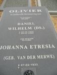 OLIVIER Daniel Wilhelm 1930-2000 & Johanna Etresia VAN DER MERWE 1933-
