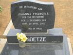 KNOETZE Johanna Francina nee VAN DER MERWE 1913-2002
