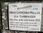 MULLER Dirkie Catherina nee DANNHAUSER 1842-1933