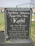 KAHL Marthina Johanna Mageritha nee VAN ROOYEN 1939-2010