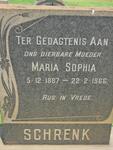 SCHRENK Maria Sophia 1887-1966