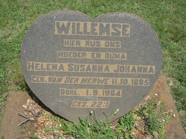 WILLEMSE Helena Susanna Johanna nee VAN DER MERWE 1885-1964