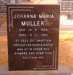 MULLER Johanna Maria 1924-1980