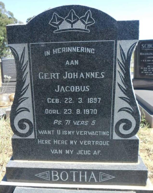 BOTHA Gert Johannes Jacobus 1897-1970