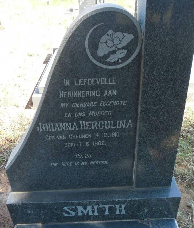 SMITH Johanna Herculina nee VAN GREUNEN 1910-1962