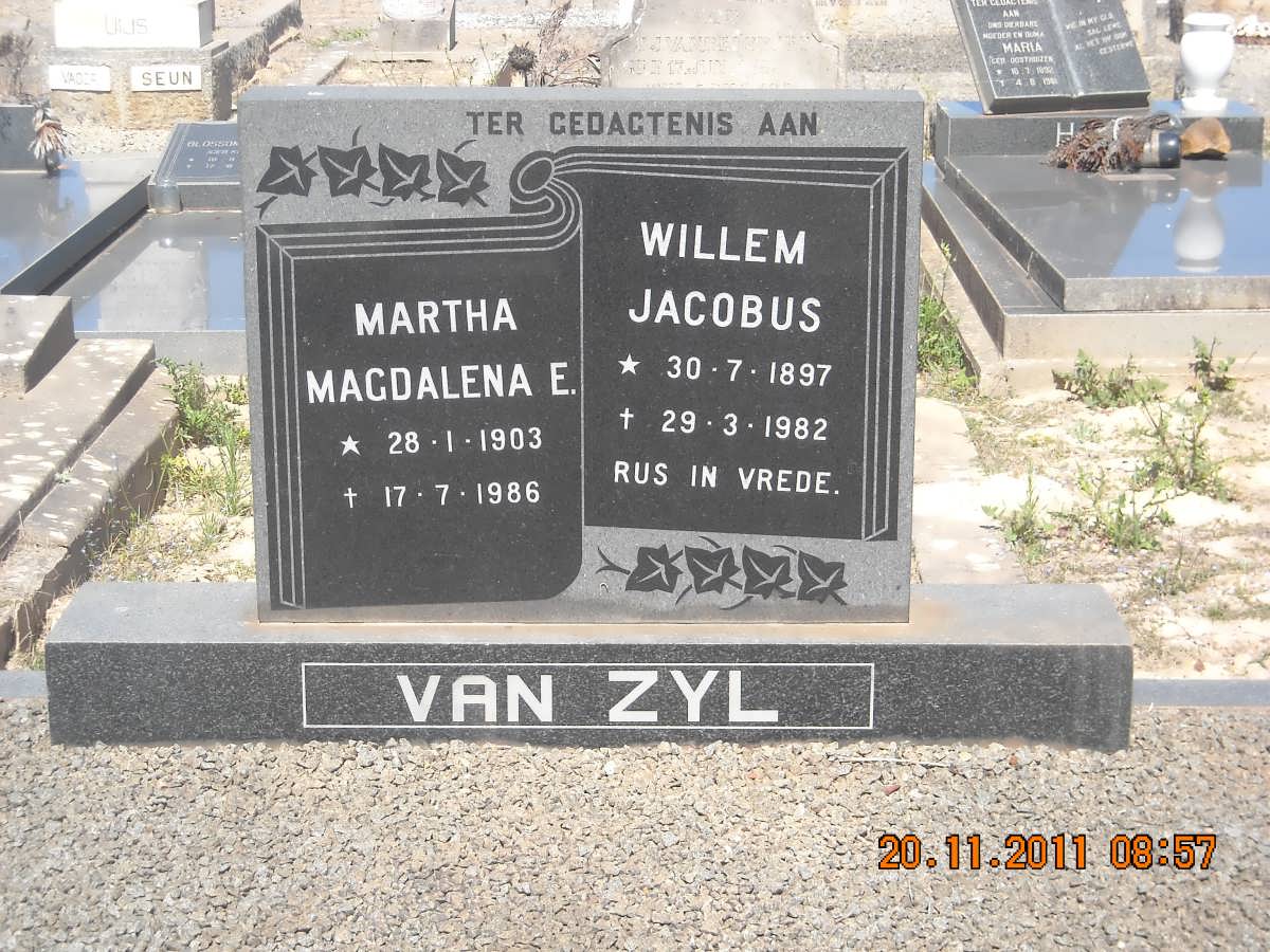 ZYL Willem Jacobus, van 1897-1982 & Martha Magdalena E. 1903-1986
