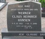 HANSEN Werner Claus Heinrich 1912-1986
