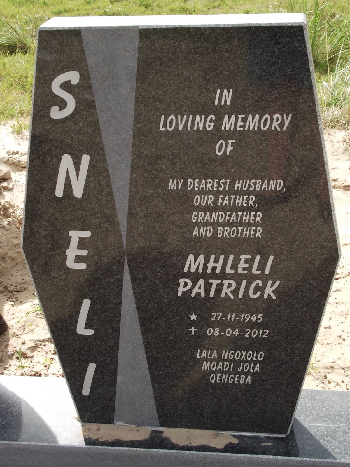 SNELI Mhleli Patrick 1945-2012