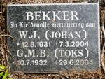 BEKKER W.J. 1931-2004 & G.M.B. 1932-2004