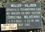 VILJOEN Christina Wilhelmina, Muller 1924-1981