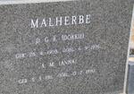 MALHERBE D.G.R. 1908-1976 & A.M. 1911-1990