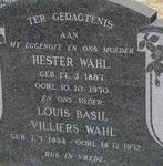 WAHL Louis Basil Villiers 1884-1972 & Hester 1887-1970