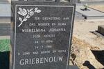 GRIEBENOUW Wilhelmina Johanna nee JOOSTE 1894-1981