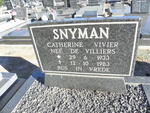 SNYMAN Catherine Vivier nee De VILLIERS 1933-1983