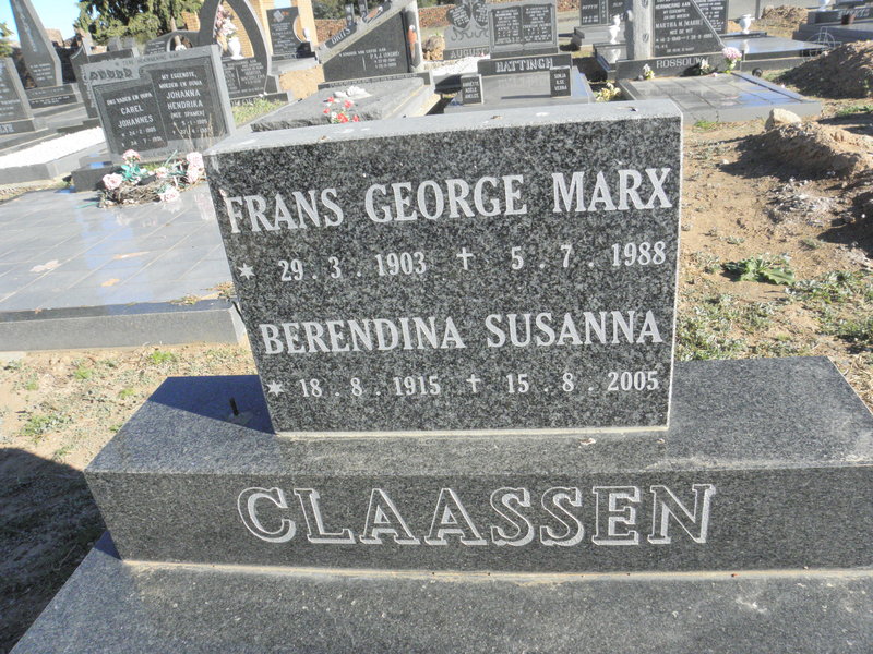 CLAASSEN Frans George Marx 1903-1988 & Berendina Susanna 1915-2005