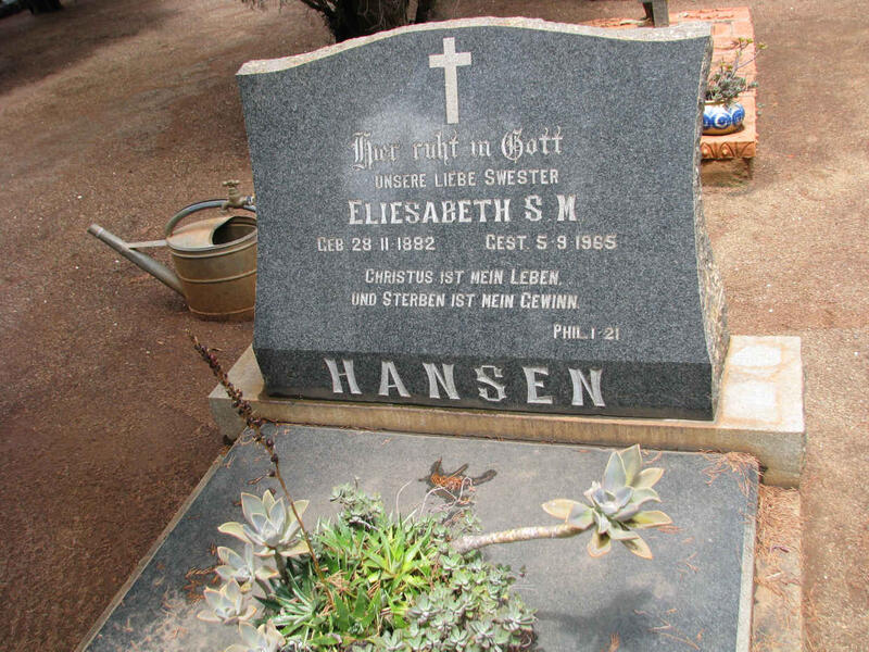 HANSEN Eliesabeth S.M. 1892-1965
