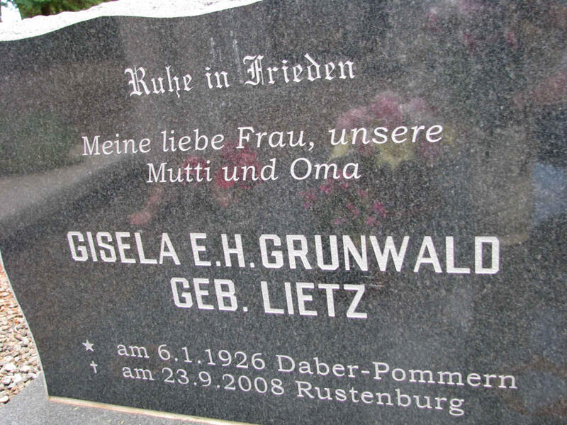 GRUNWALD Gisela E.H. nee LIETZ 1926-2008
