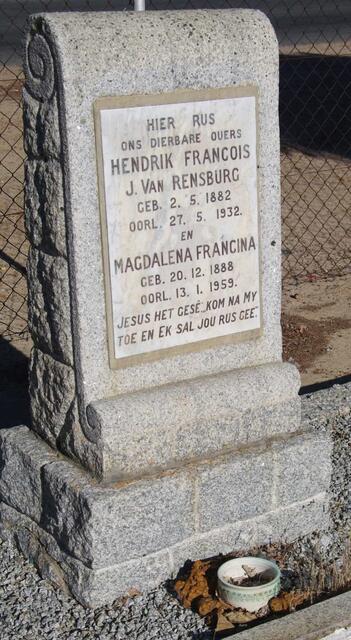 RENSBURG Hendrik Francois, J. van 1882-1932 & Magdalena Francina 1888-1959