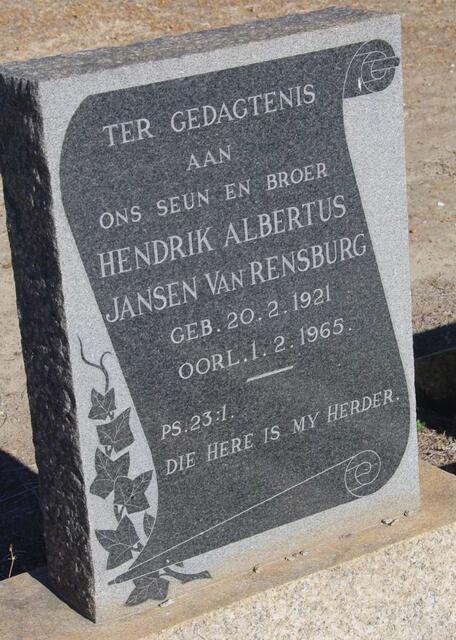 RENSBURG Hendrik Albertus, Jansen Van 1921-1965