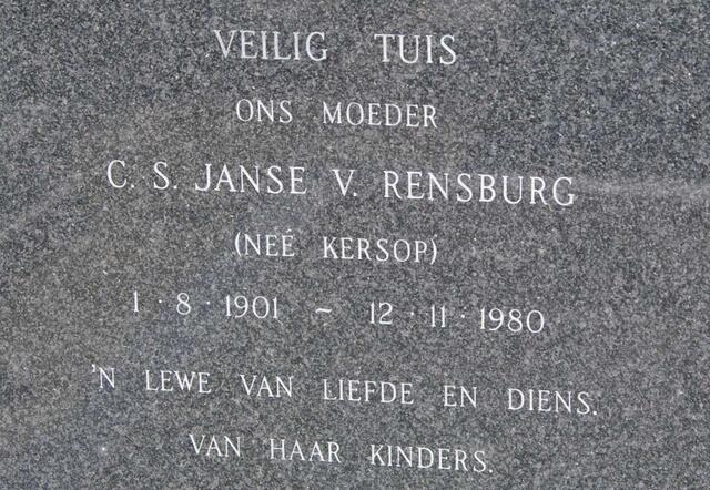 RENSBURG C.S., Janse v. nee KERSOP 1901-1980