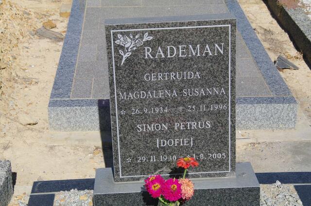 RADEMAN Simon Petrus 1930-2005 & Gertruida Magdalena Susanna 1934-1996