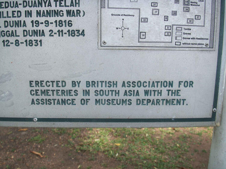 8. Erected by British Association for Cemeteries in South Asia with the assistance of Museums Department.