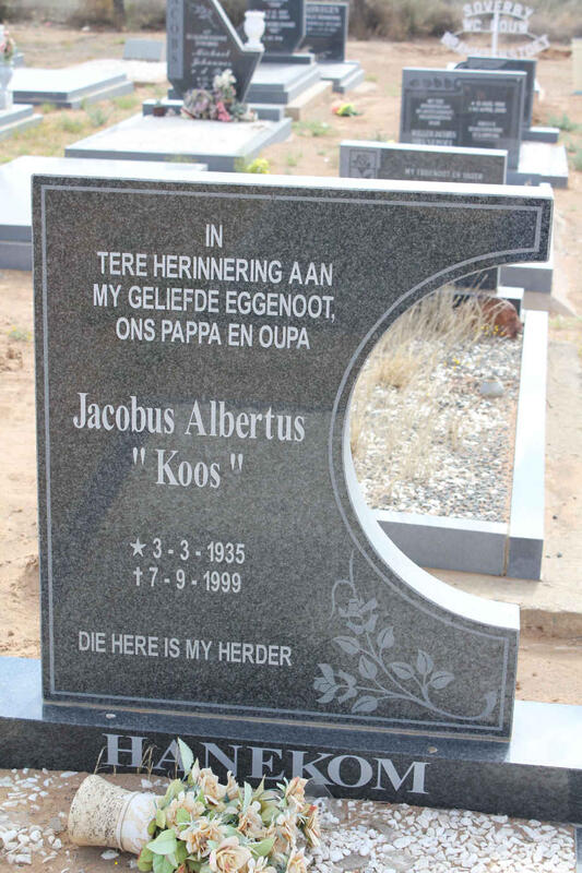 HANEKOM Jacobus Albertus 1935-1999