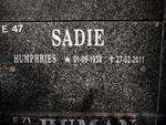 SADIE Humphries 1938-2011