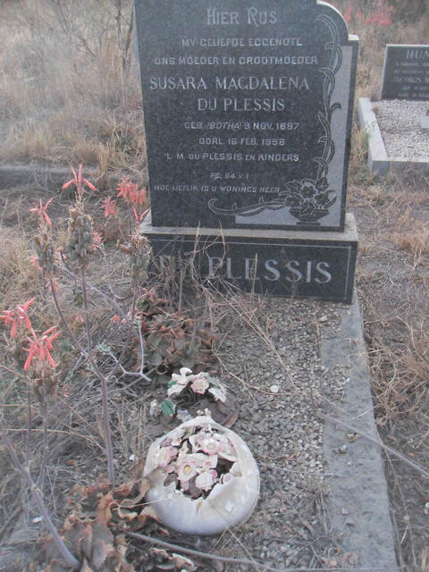 PLESSIS Susara Magdalena, du nee BOTHA 1887-1958