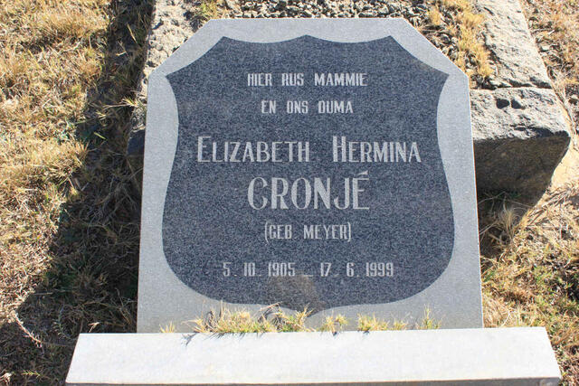 CRONJE Elizabeth Hermina nee MEYER 1905-1999