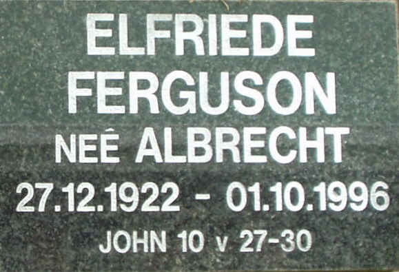 FERGUSON Elfriede nee ALBRECHT 1922-1996