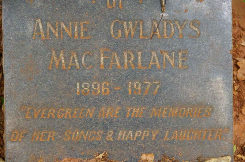 MacFARLANE Annie Gwladys 1896-1977