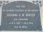 BURGER Susanna S.W. nee LOMBAARD 1919-1970