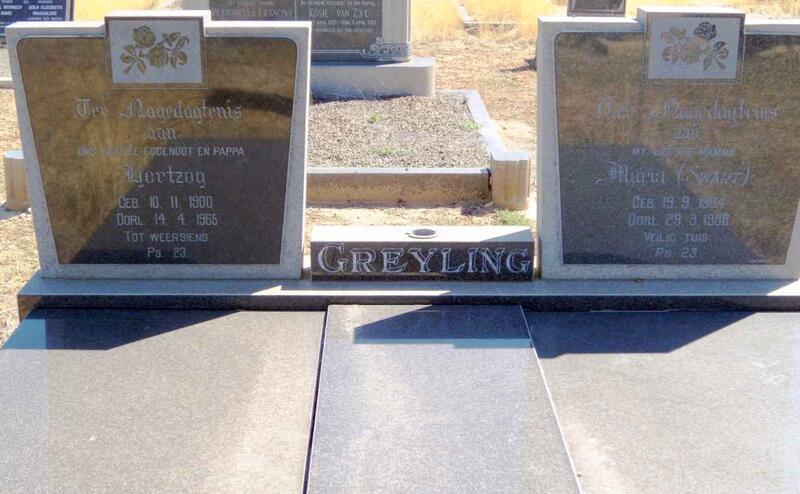 GREYLING Hertzog 1900-1965 & Maria SWART 1904-1988
