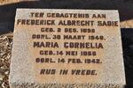 SADIE Frederick Albrecht 1855-1940 & Maria Cornelia 1866-1942