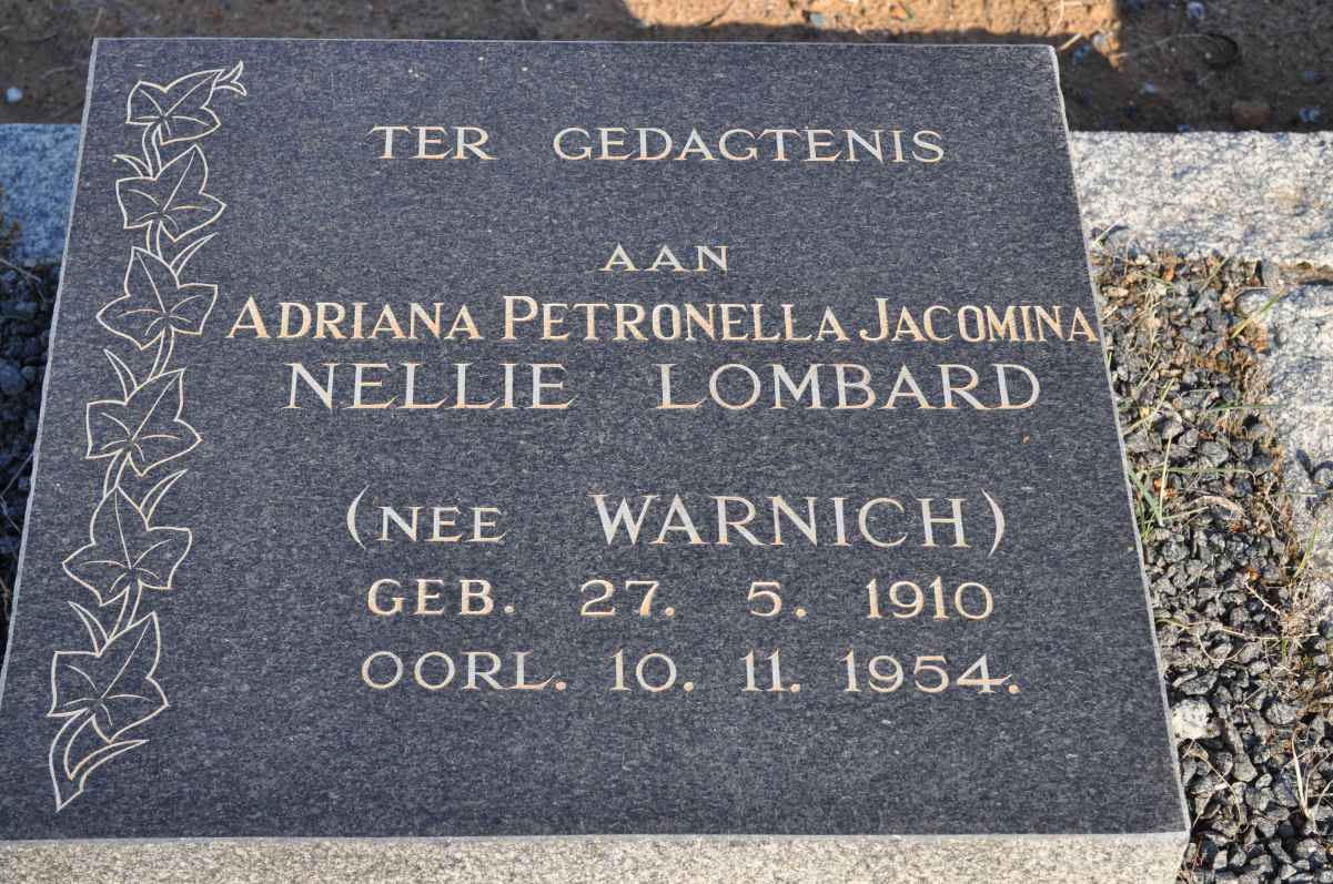 LOMBARD Adriana Petronella Jacomina nee WARNICH 1910-1954