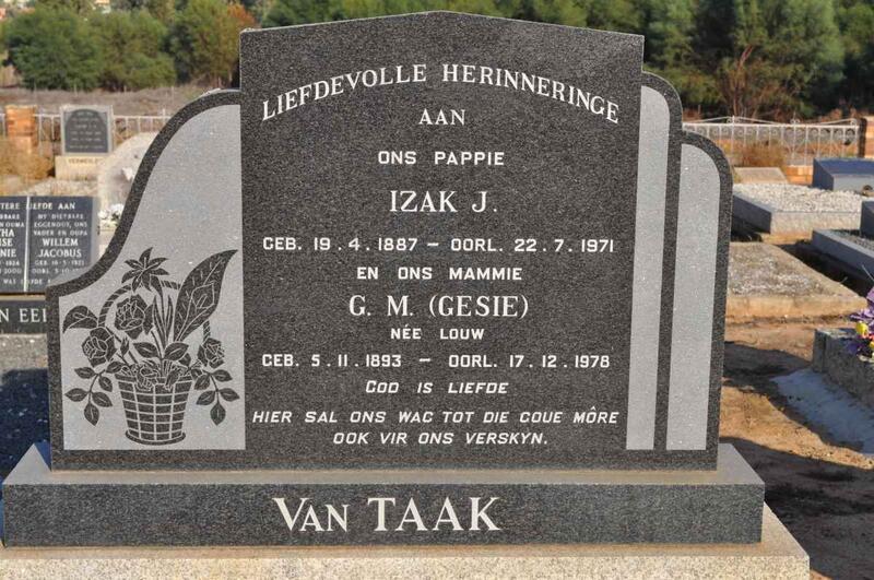 TAAK Izak J., van 1887-1971 & G.M. LOUW 1893-1978