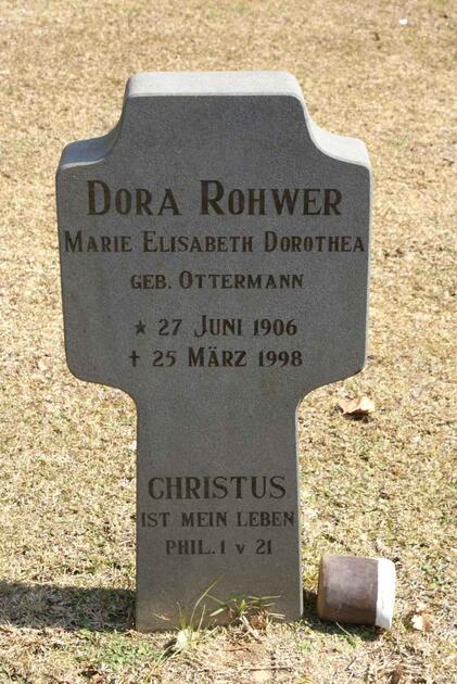 ROHWER Marie Elisabeth Dorothea nee OTTERMANN 1906-1998