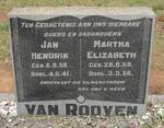 ROOYEN Jan Hendrik, van 1858-1941 & Martha Elizabeth 1869-1956