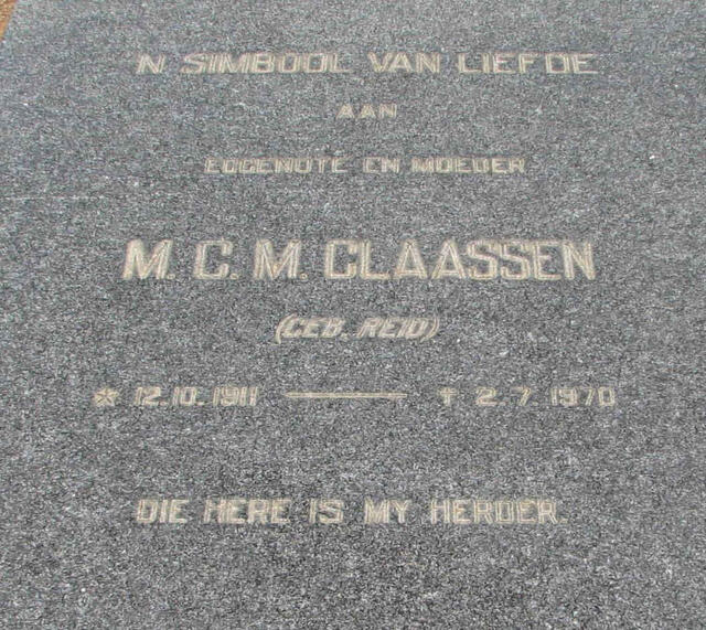 CLAASEN M.C.M. nee REID 1911-1970