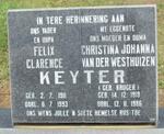 KEYTER Felix Clarence 1911-1993 & Christina Johanna van der Westhuizen nee KRUGER 1919-1986