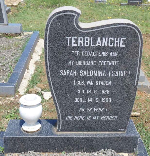 TERBLANCHE Sarah Salomina nee VAN STADEN 1928-1980