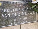 MERWE Christina Gezina, van der 1922-2006